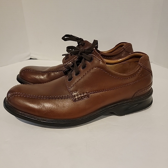 Clarks Dress Shoes Mens 10 M Sepatu Hommes Oxford Brown Leather Low Top 26068037 - Picture 5 of 6
